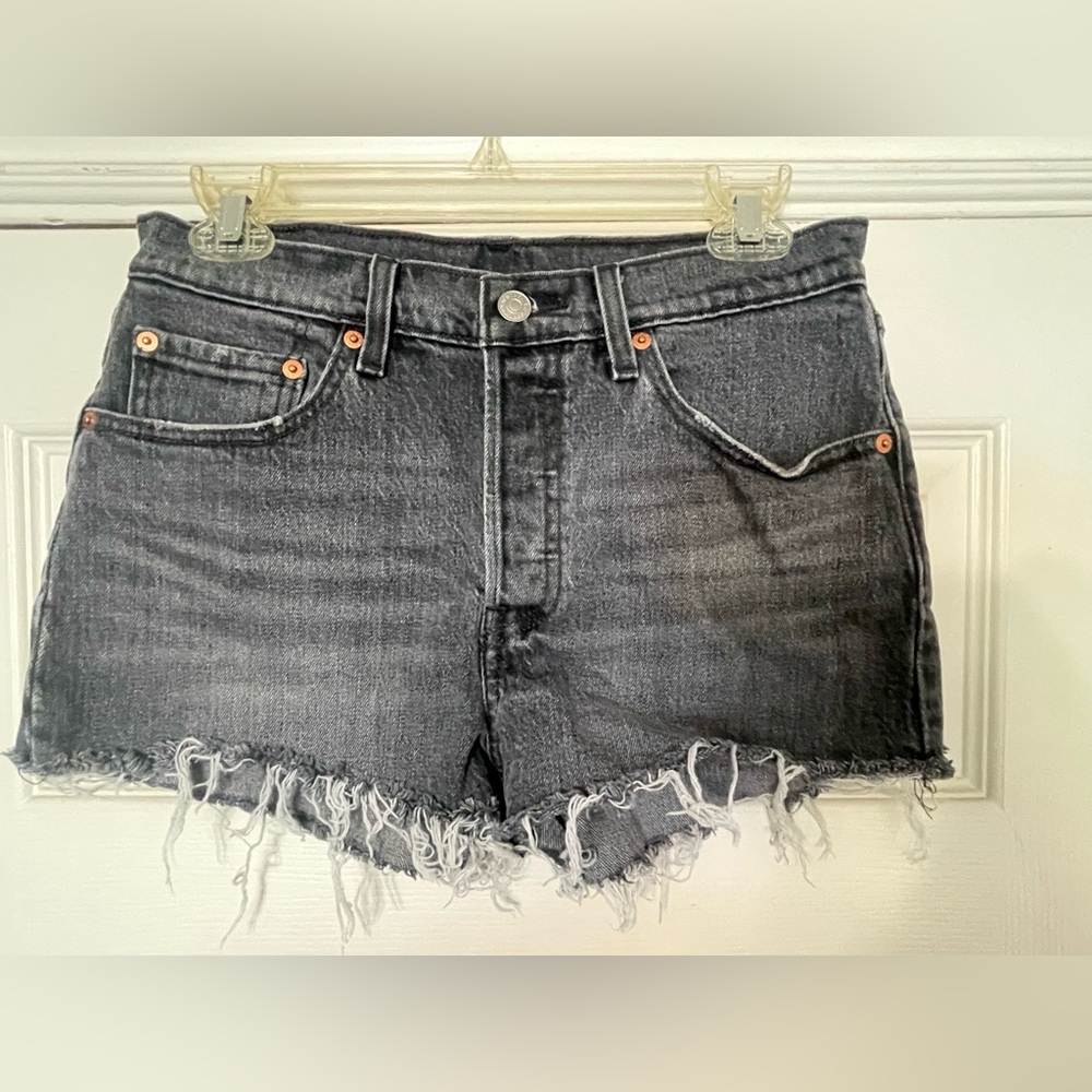 Levi's 501 Shorts - W27 Dark Gray Acid Wash